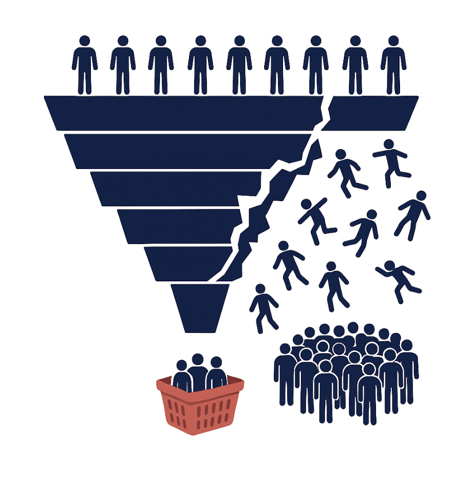 Shoppers lost from the funnel